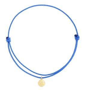 Baby Gold Cord Bracelet with 14k Gold Smiley Charm